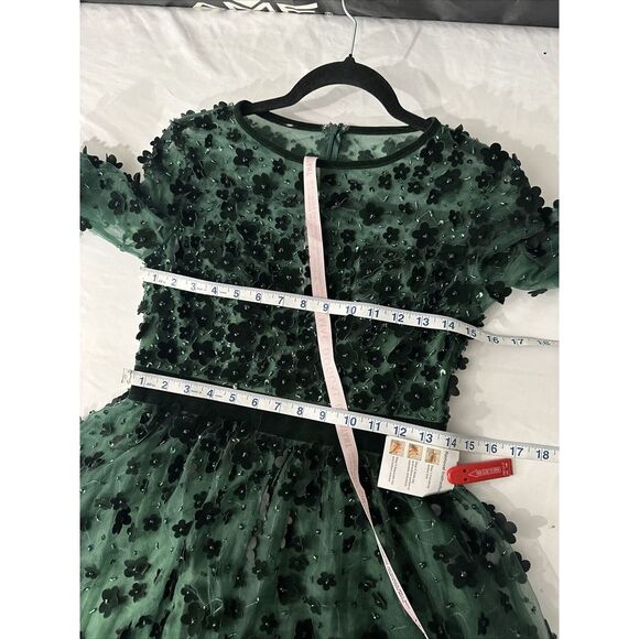 NWT Mac Duggal [ 6‎ ] Embellished Illusion Long Sleeve Fit Flare Dress  Emerald - Picture 5 of 14